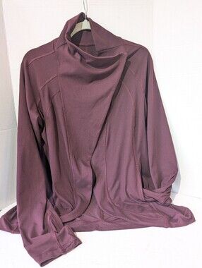 Rae Mode J3062 Women's Large Cowl Neck Asymmetrical Button Athleisu - Plum, Lg